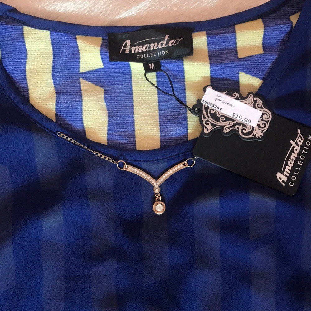 Sheer Blue and Yellow Top with Detail
